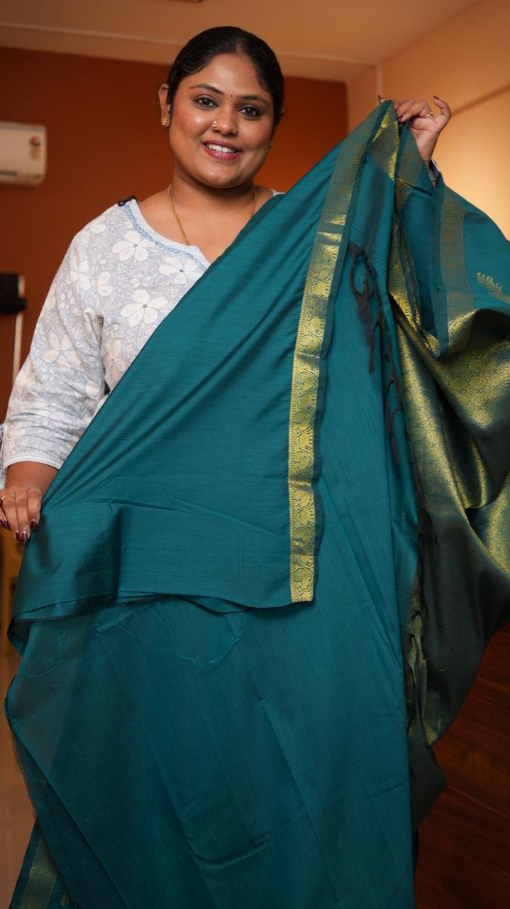 Semi Silk Vairaoosi Kili Bhutta Saree -01-03-15-17 (MALLARD)
