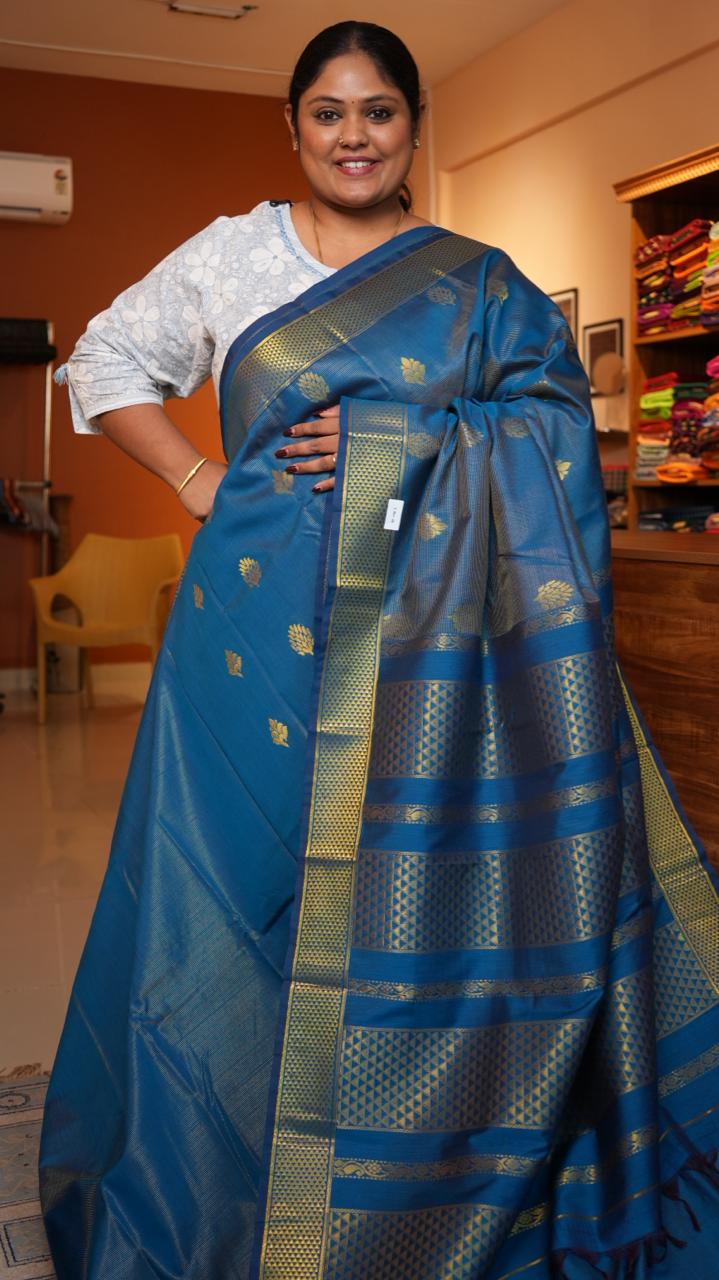 Semi Silk Vairaoosi Bhutta Saree -01-10-26-03 (INDIGOFERA)