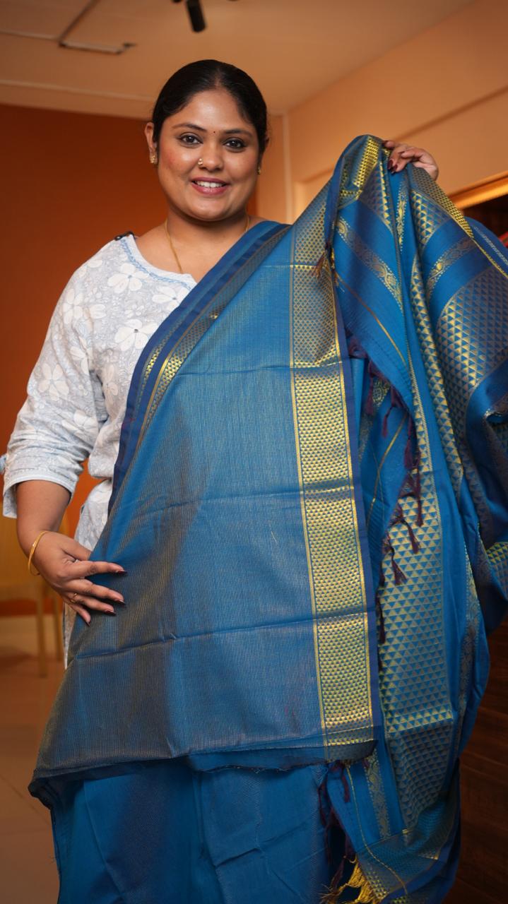 Semi Silk Vairaoosi Bhutta Saree -01-10-26-03 (INDIGOFERA)