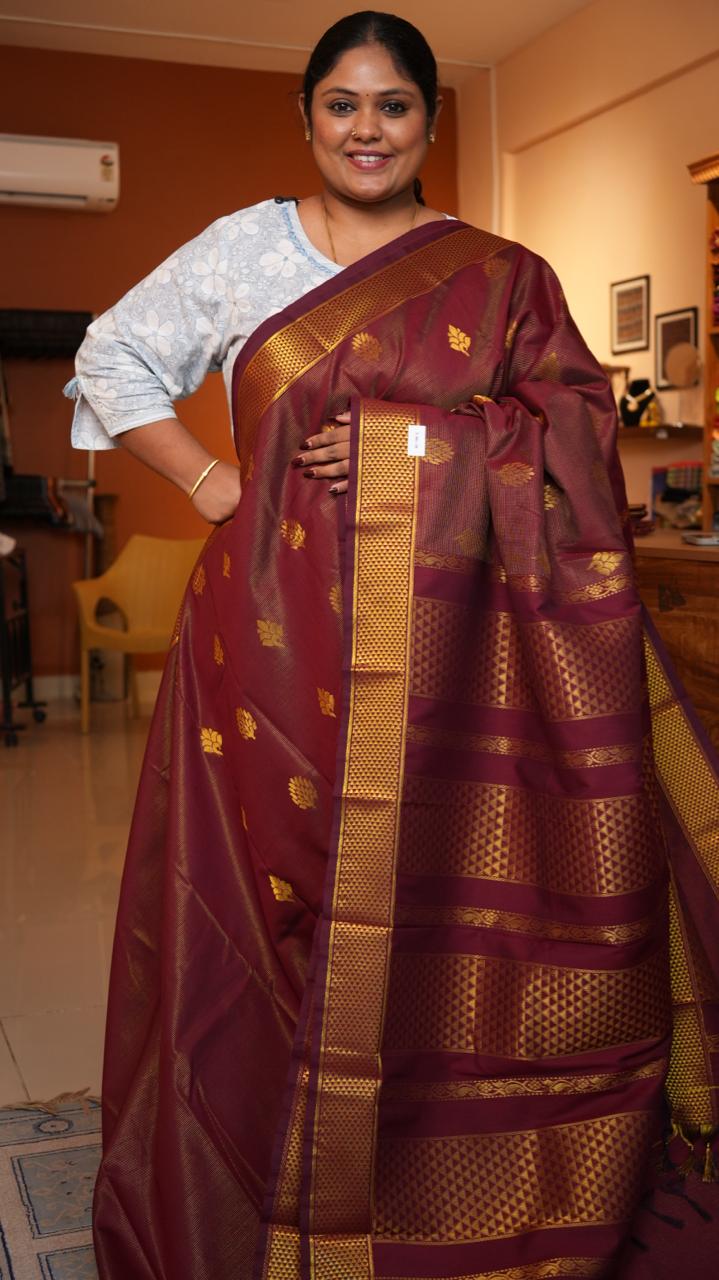 Semi Silk Vairaoosi Bhutta Saree -01-10-26-04 (CORDOVAN)