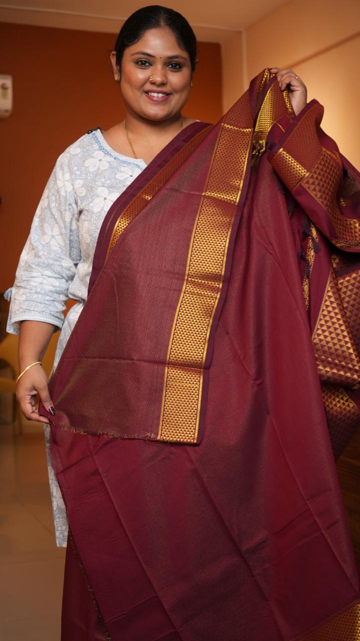 Semi Silk Vairaoosi Bhutta Saree -01-10-26-04 (CORDOVAN)