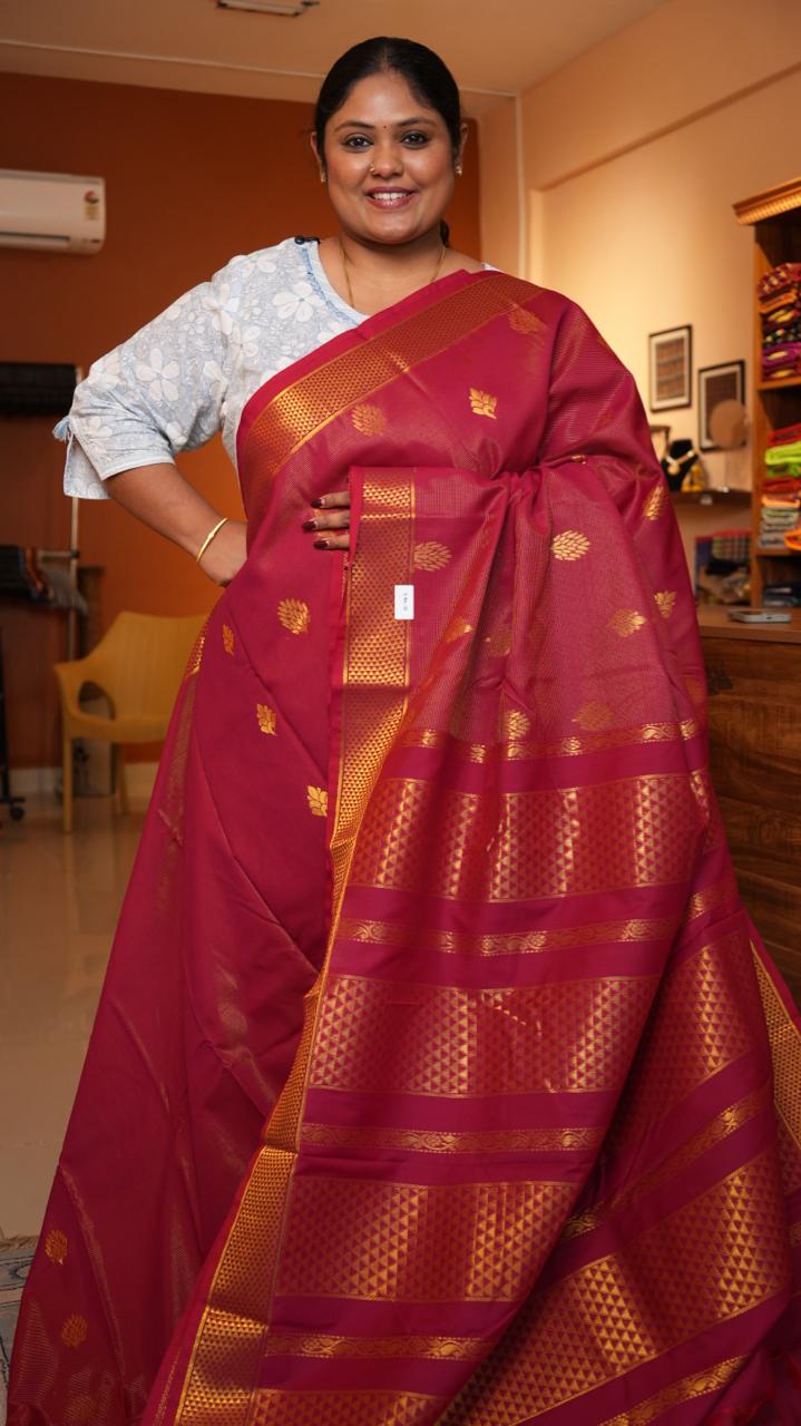 Semi Silk Vairaoosi Bhutta Saree -01-10-26-01 (RUBESCENCE)