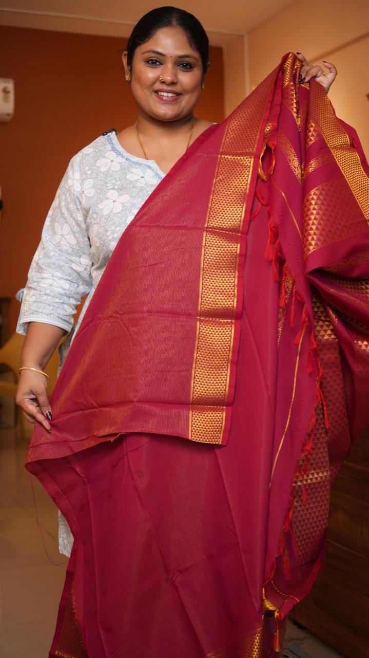 Semi Silk Vairaoosi Bhutta Saree -01-10-26-01 (RUBESCENCE)