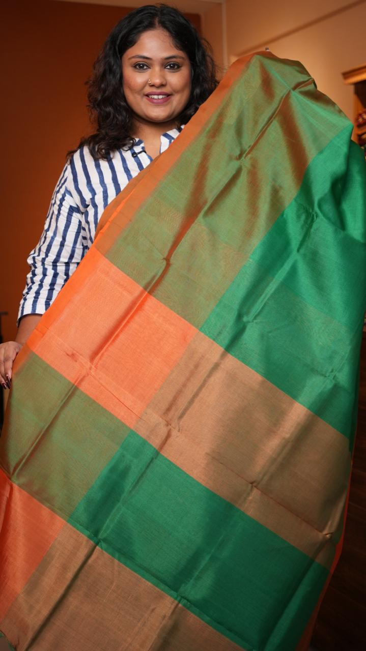 Mangalagiri Plain Dual Shade Saree -15-09D-03-07 (MALACHITE GLOW)
