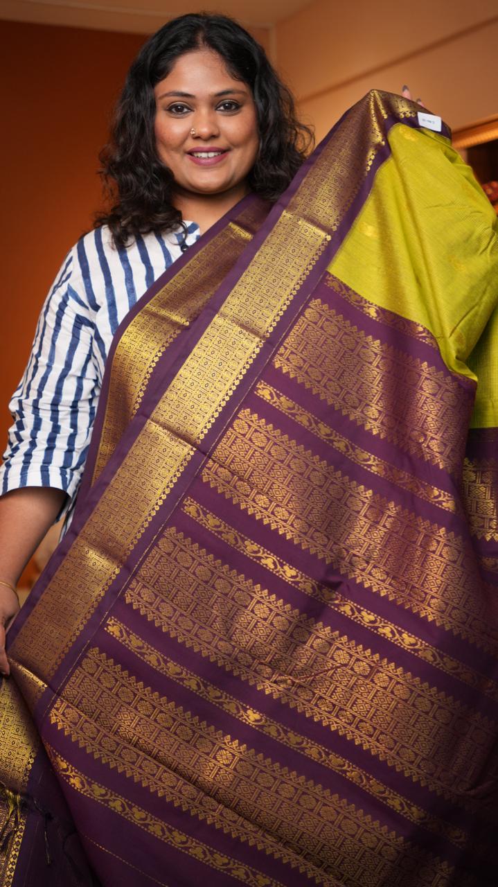 Semi Silk Vairaoosi Bhutta Saree -01-10-23-04 (CITRON CLEMATIS)