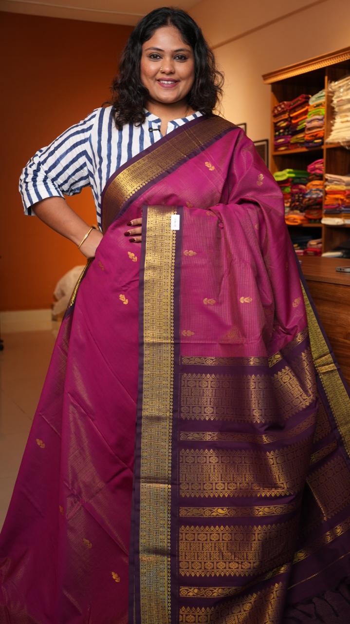 Semi Silk Vairaoosi Bhutta Saree -01-10-23-01 (FUCHSIA FIG)