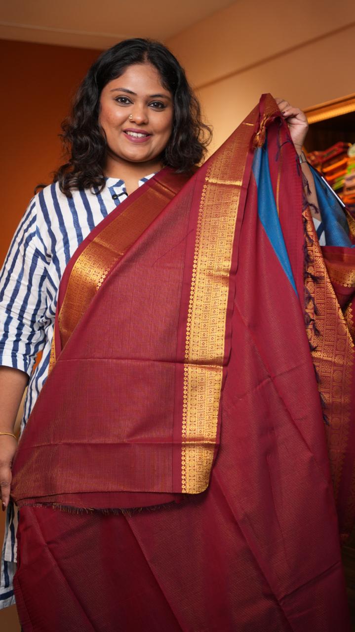 Semi Silk Vairaoosi Bhutta Saree -01-10-23-03 (AZURE AUBURN)
