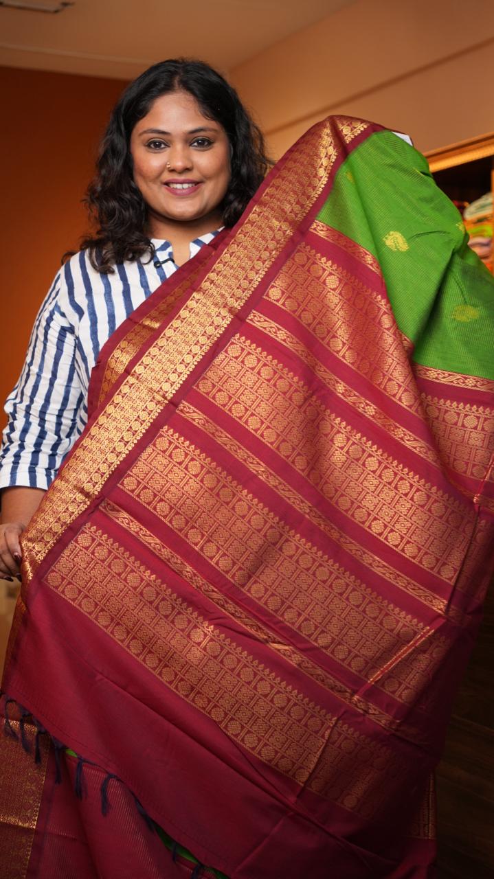 Semi Silk Vairaoosi Bhutta Saree -01-10-23-07 (PARROT PORTWINE)