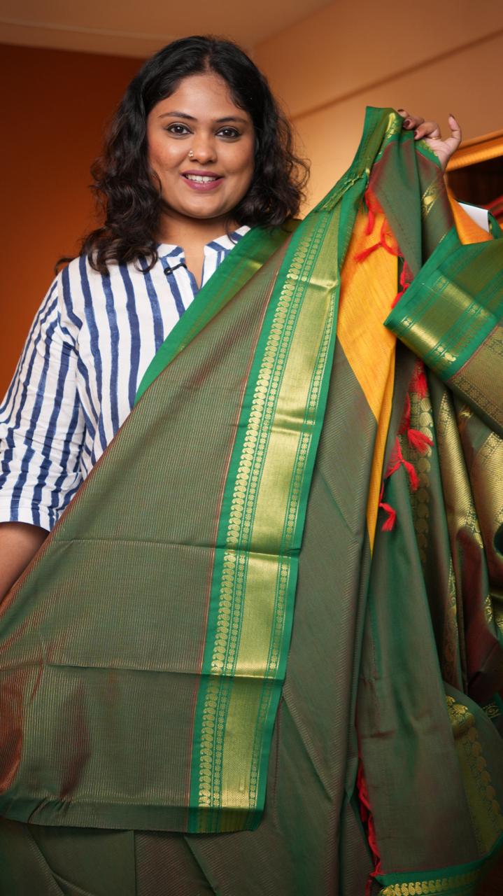 Semi Silk Vairaoosi Bhutta Saree -01-10-23-08 (MANGO MALACHITE)