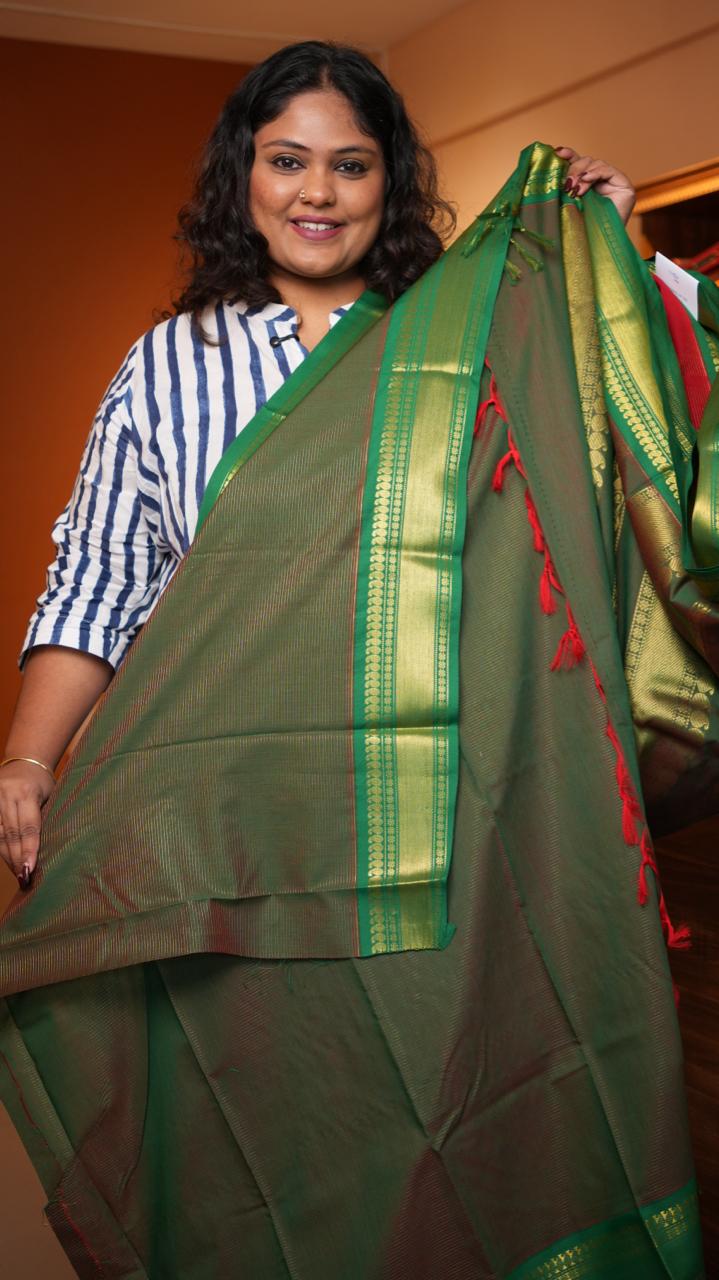 Semi Silk Vairaoosi Bhutta Saree -01-10-23-10 (CRIMSON CYPRESS)