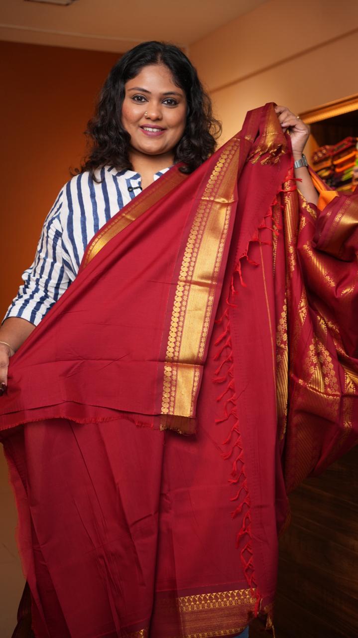 Semi Silk Vairaoosi Bhutta Saree -01-10-23-02 (MARIGOLD WINE)