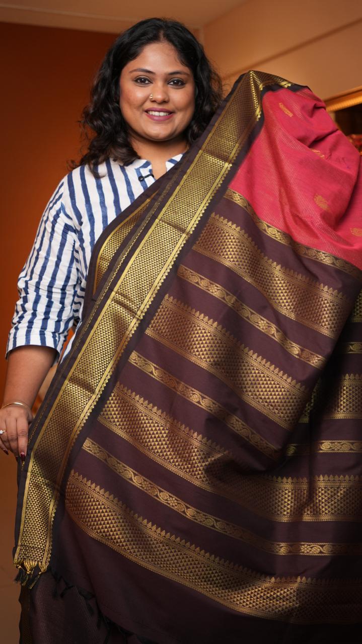 Semi Silk Vairaoosi Bhutta Saree -01-10-23-06 (RASPBERRY ESPRESSO)