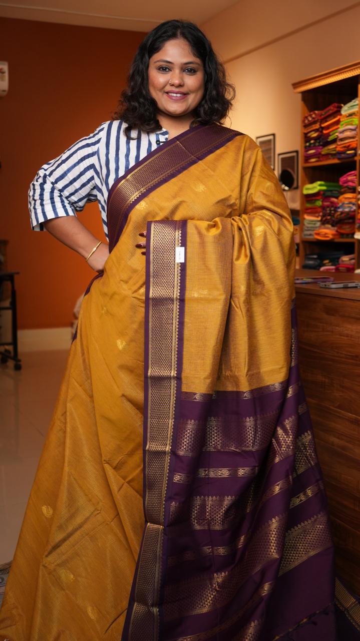 Semi Silk Vairaoosi Bhutta Saree -01-10-23-11 (HONEY TYRIAN)