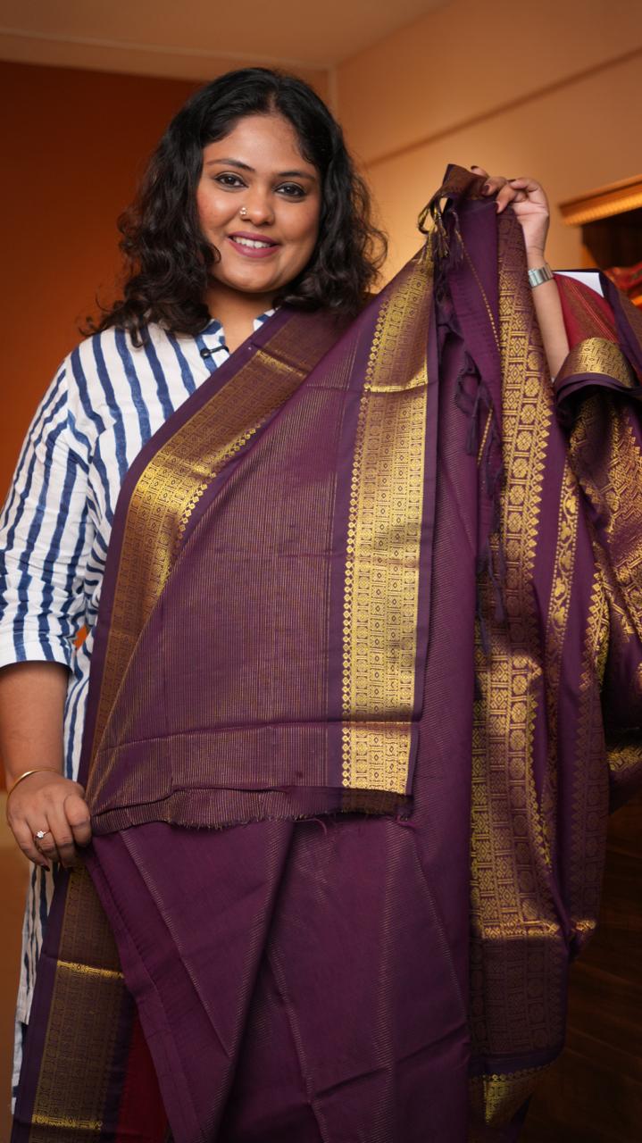 Semi Silk Vairaoosi Bhutta Saree -01-10-23-05 (RUBY BLACKBERRY)