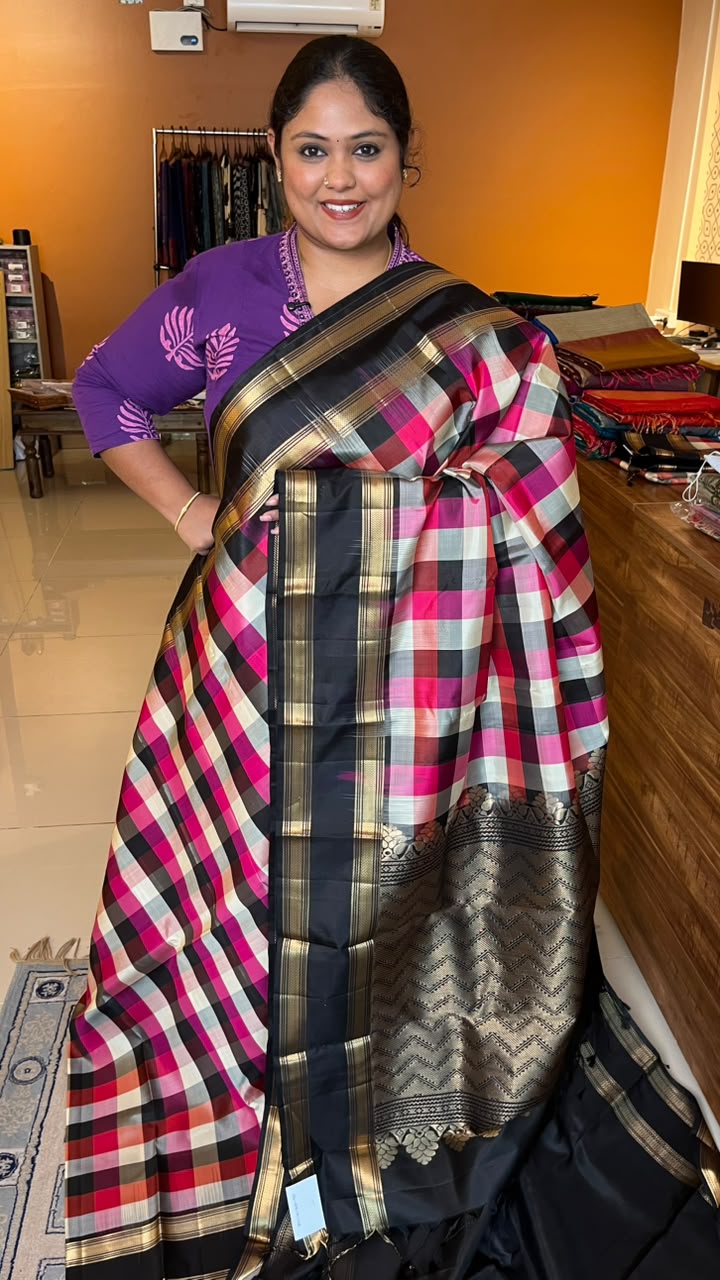 Madras Checks Pure Soft Silk Saree 04-10B-01-02 (MAYA)