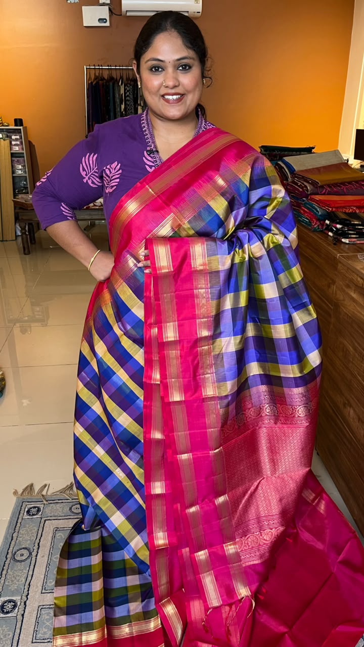 Madras Checks Pure Soft Silk Saree 04-10B-01-01 (LALITHA)