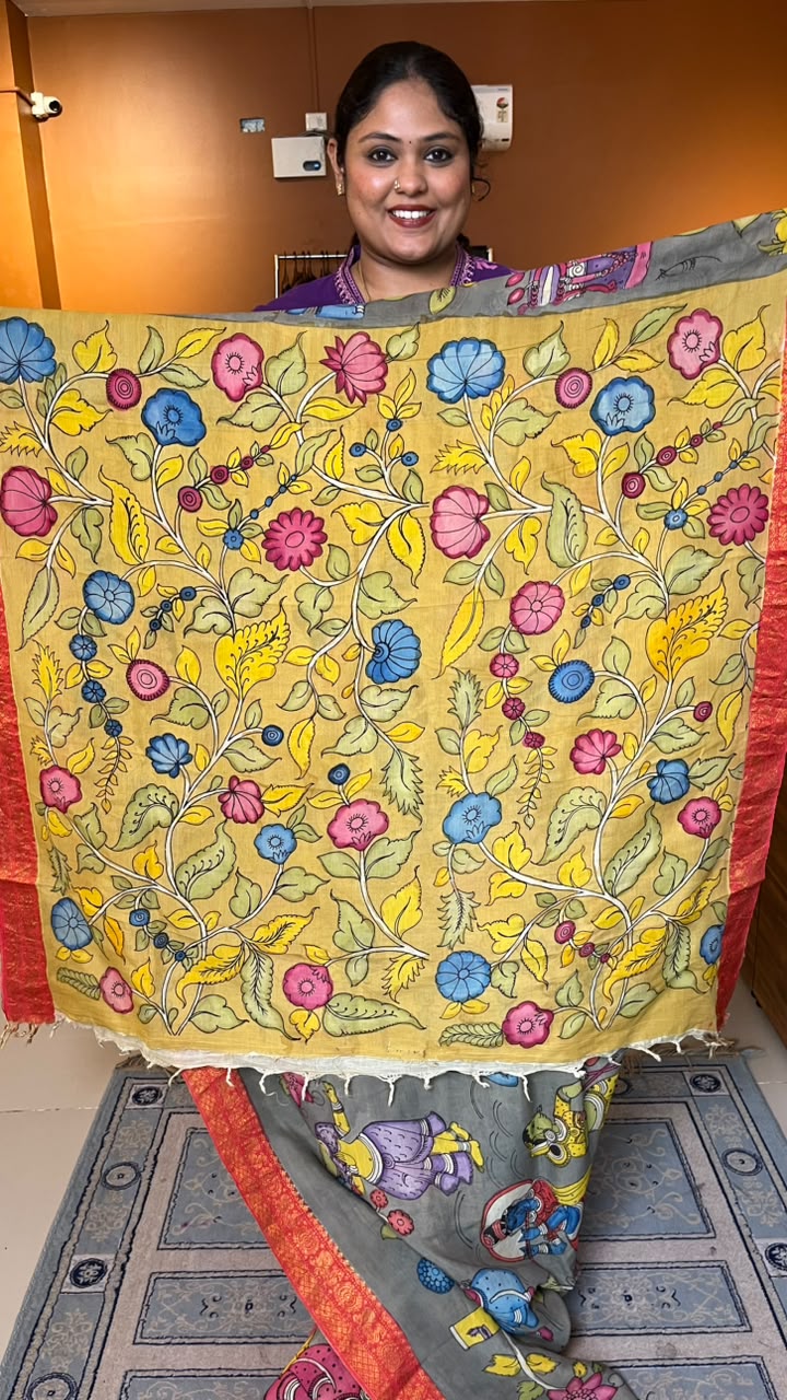 Pen Kalamkari Sarees -02-10-01-01 (The Rasaleela)