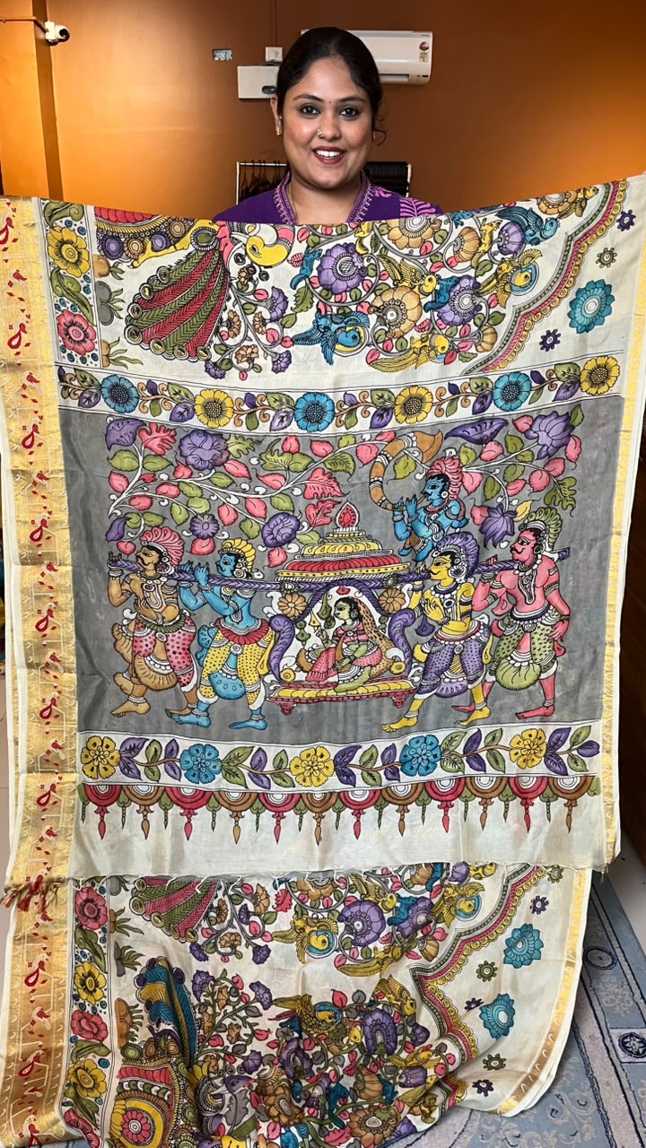 Pen Kalamkari Sarees -02-10-02-01 (The Palanquin)