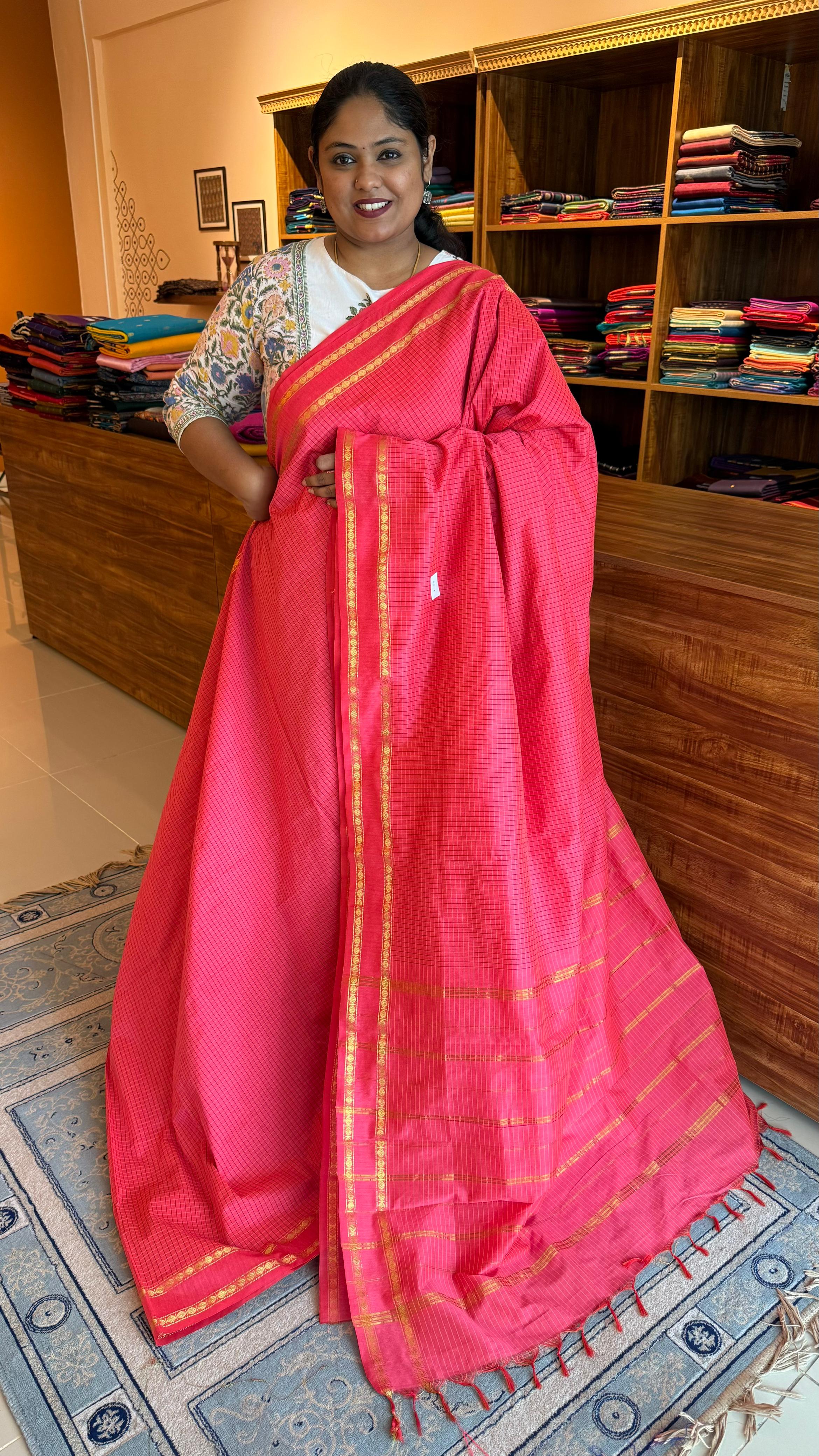 Semi-Silk Cotton Kattam Rudraksham Pettu - 01-10-01-PCS-08 (Light Pink)
