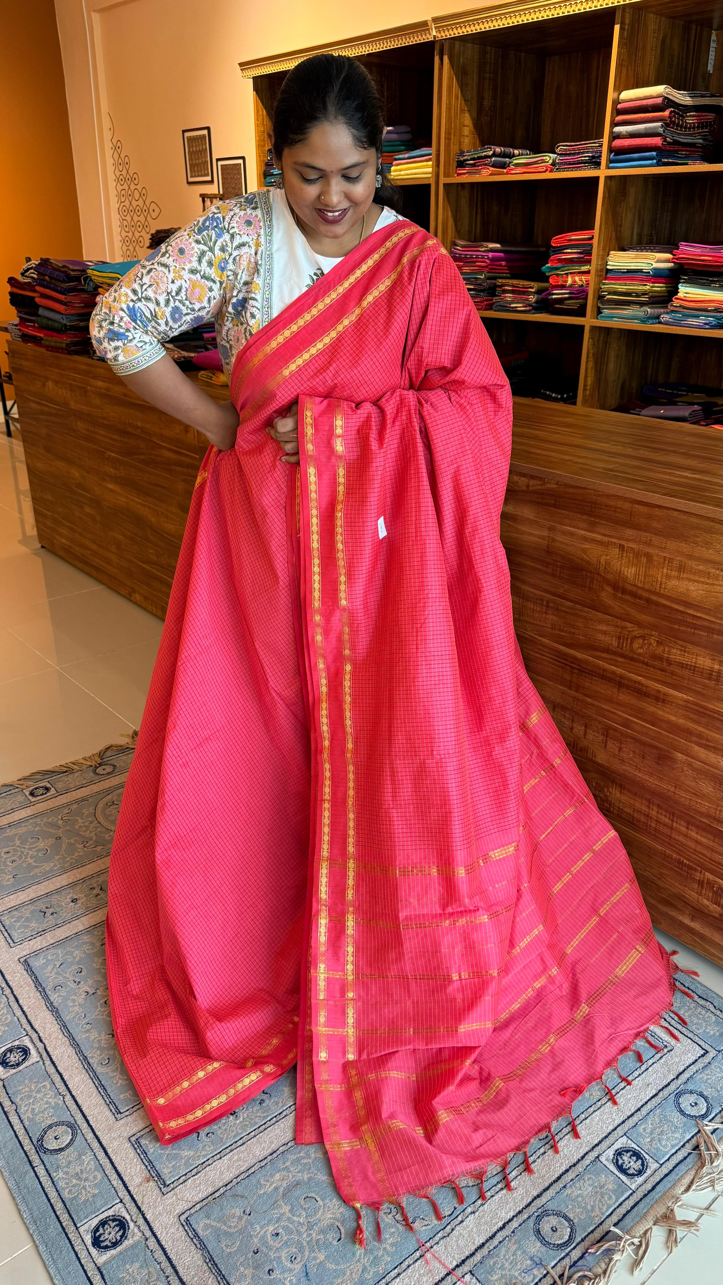 Semi-Silk Cotton Kattam Rudraksham Pettu - 01-10-01-PCS-08 (Light Pink)