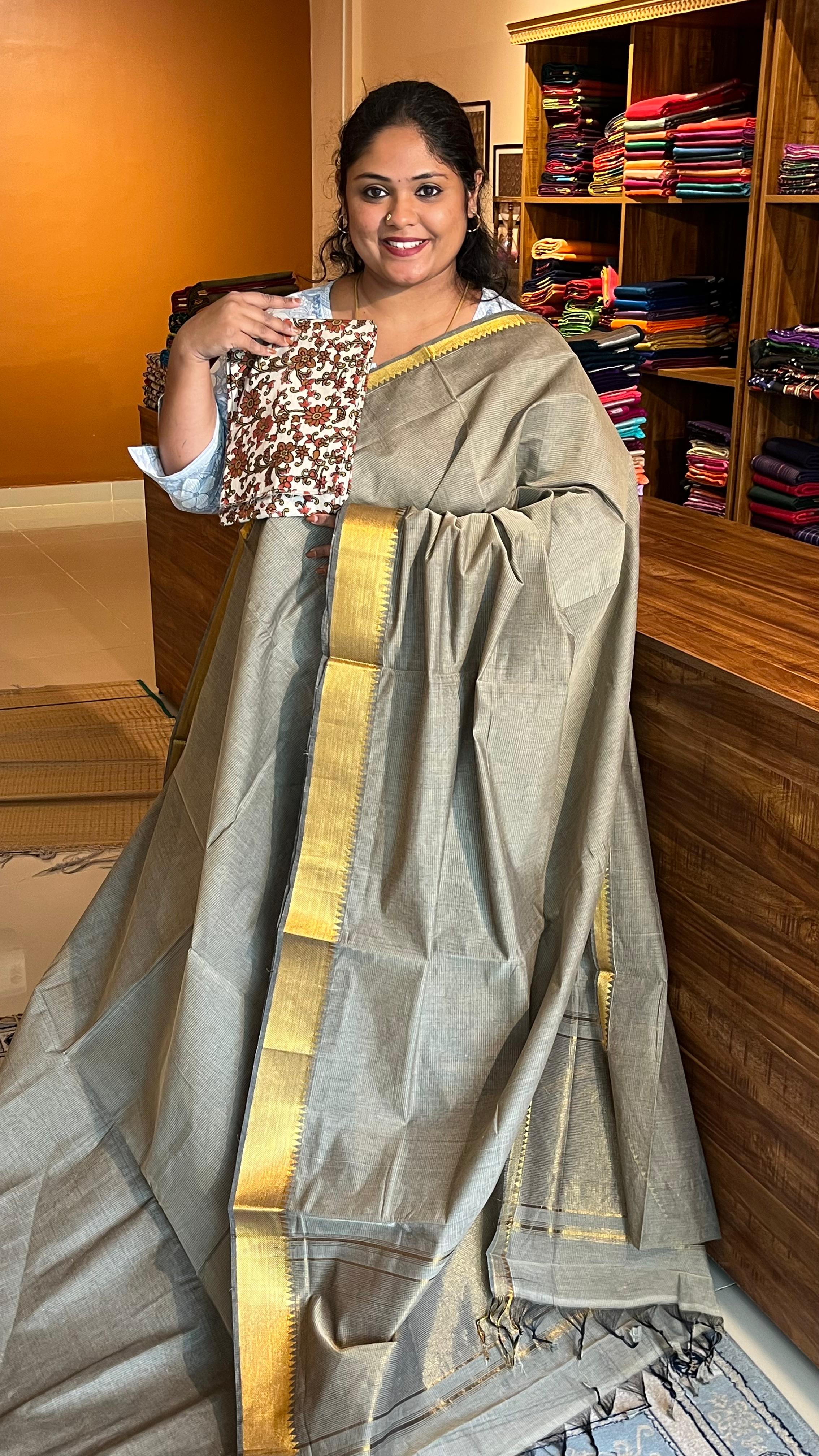 Mangalgiri Silk Cotton with kalamkari blouse - 15-06-05-11