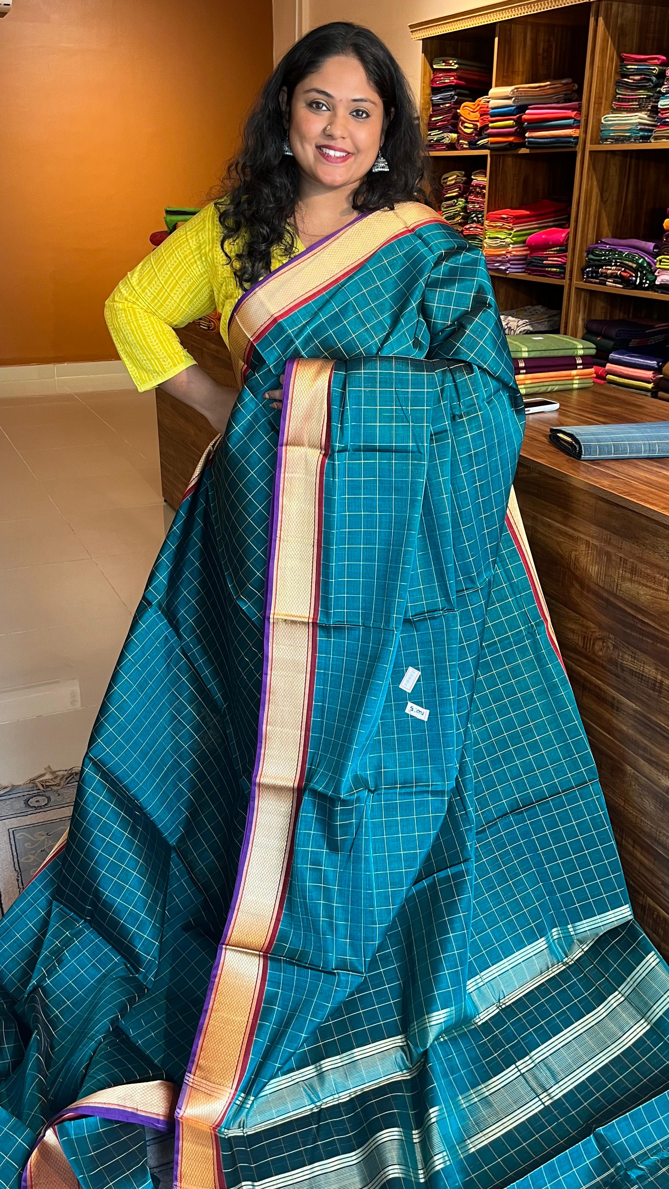 Devendra 8 Yards Saree - 11-04-30-8Y-01 (Teal Green)