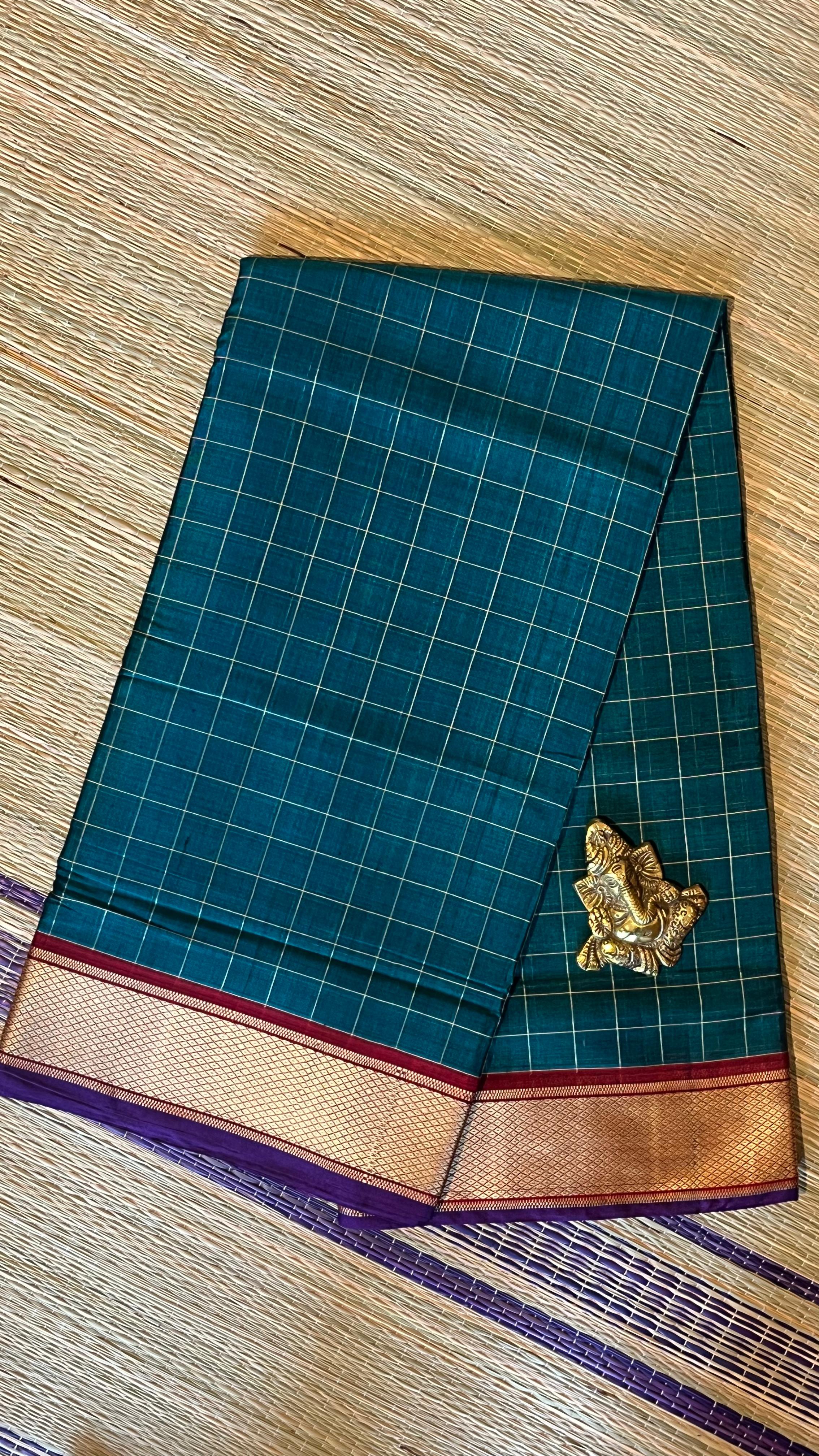 Devendra 8 Yards Saree - 11-04-30-8Y-01 (Teal Green)