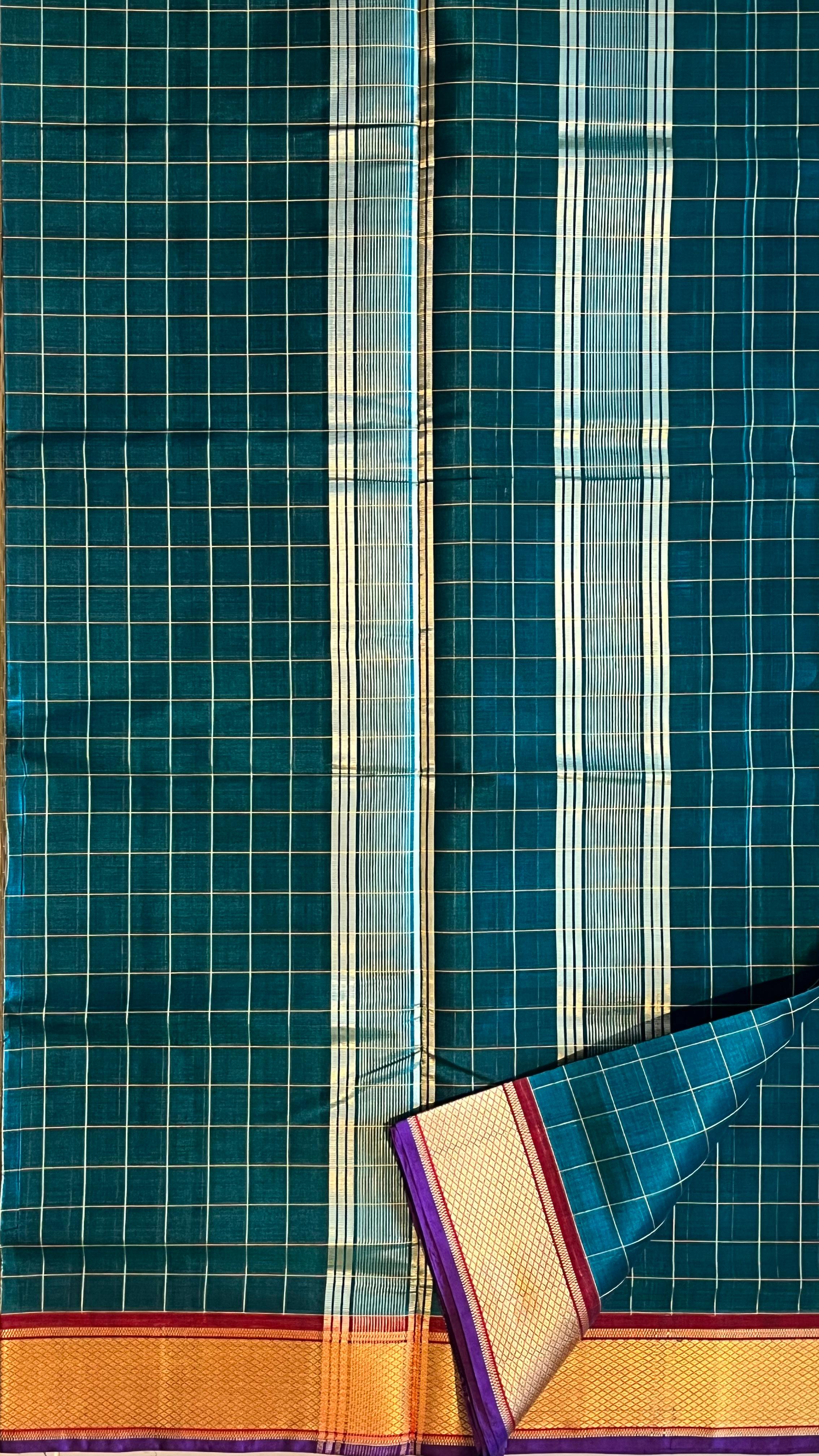 Devendra 8 Yards Saree - 11-04-30-8Y-01 (Teal Green)