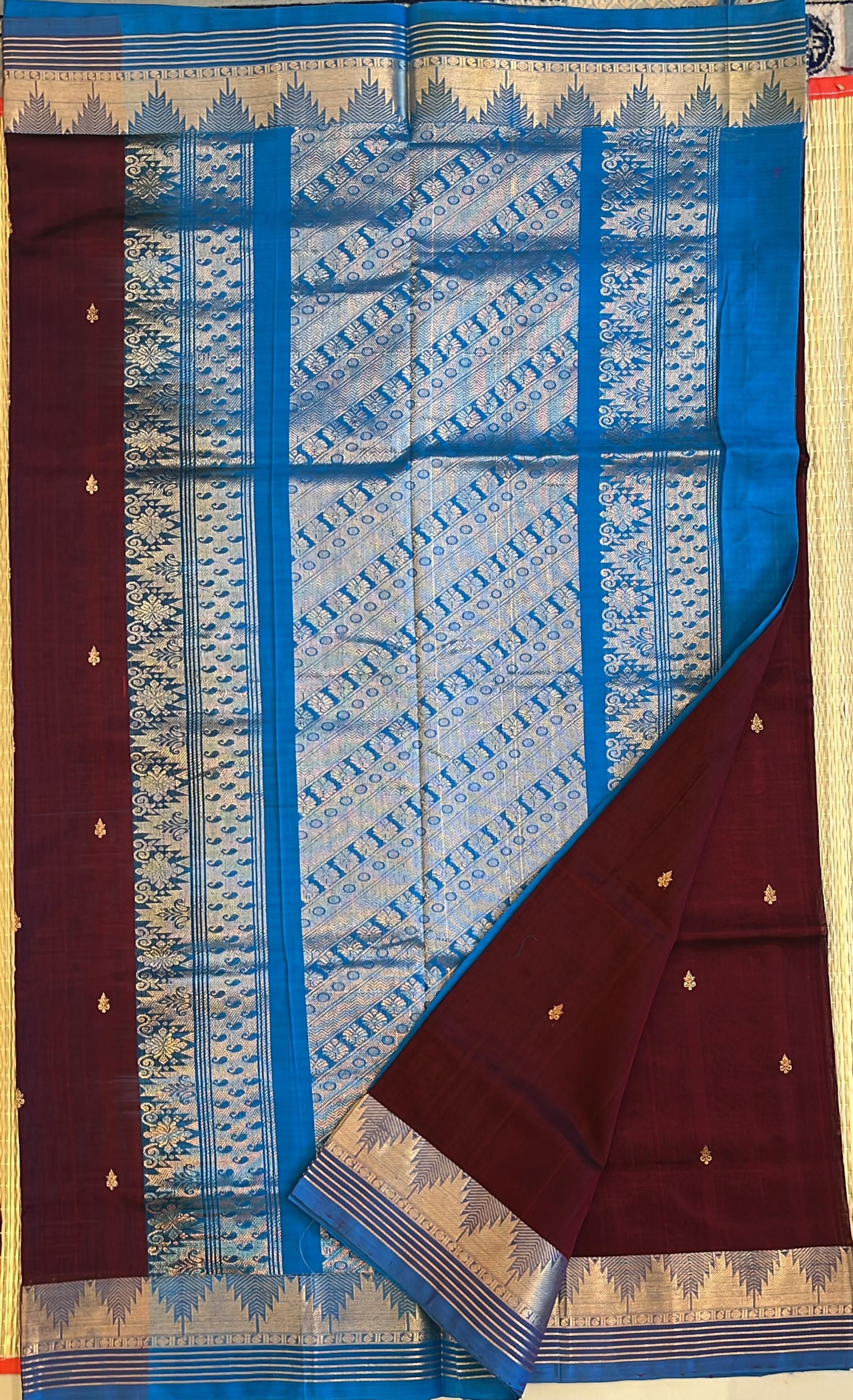 Pure Silk Mercerised Cotton Sarees - 01-07-18-03 (Brown)