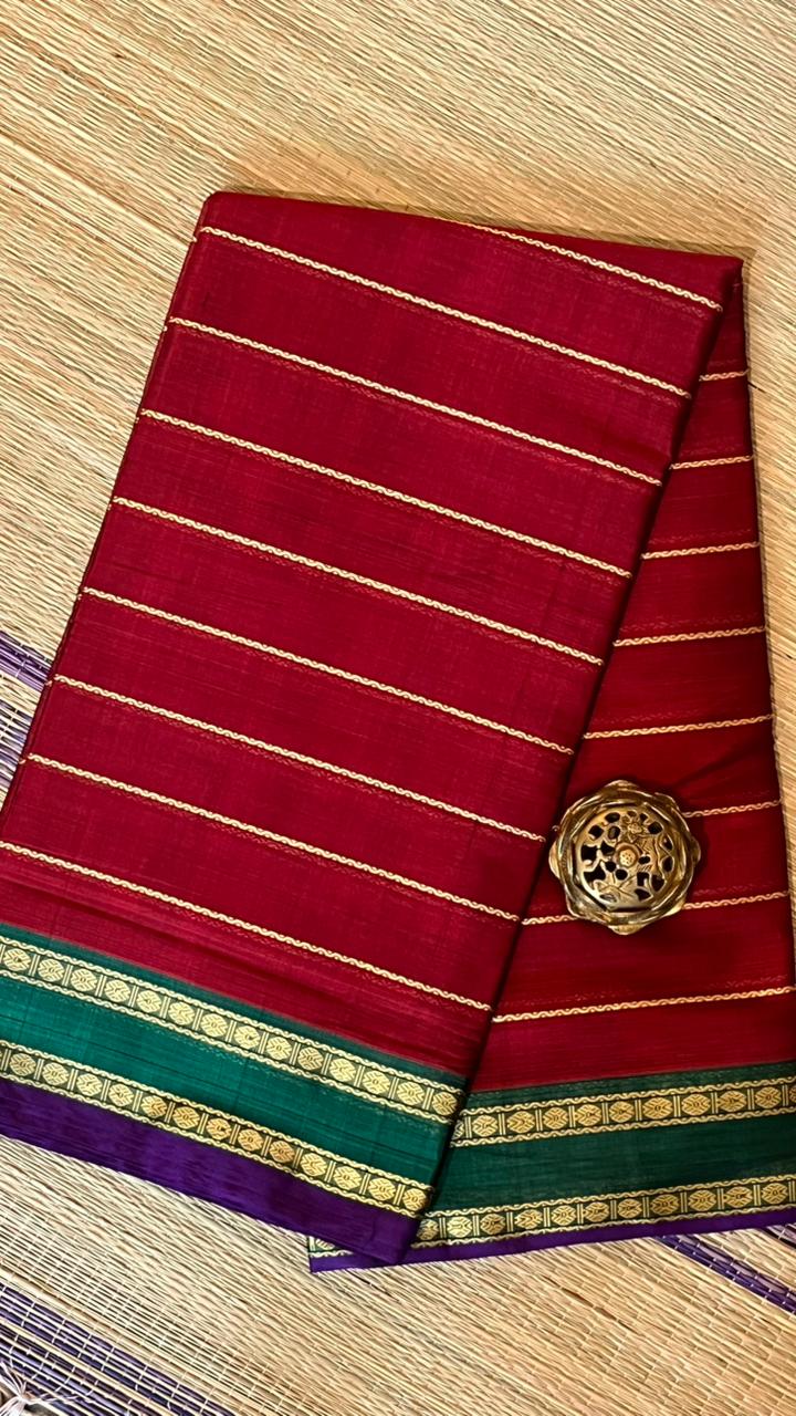 Devendra 10.5 Yards Veldhari Madisar - 12-08B-11-10.5Y-01 (Classic Red and Green)