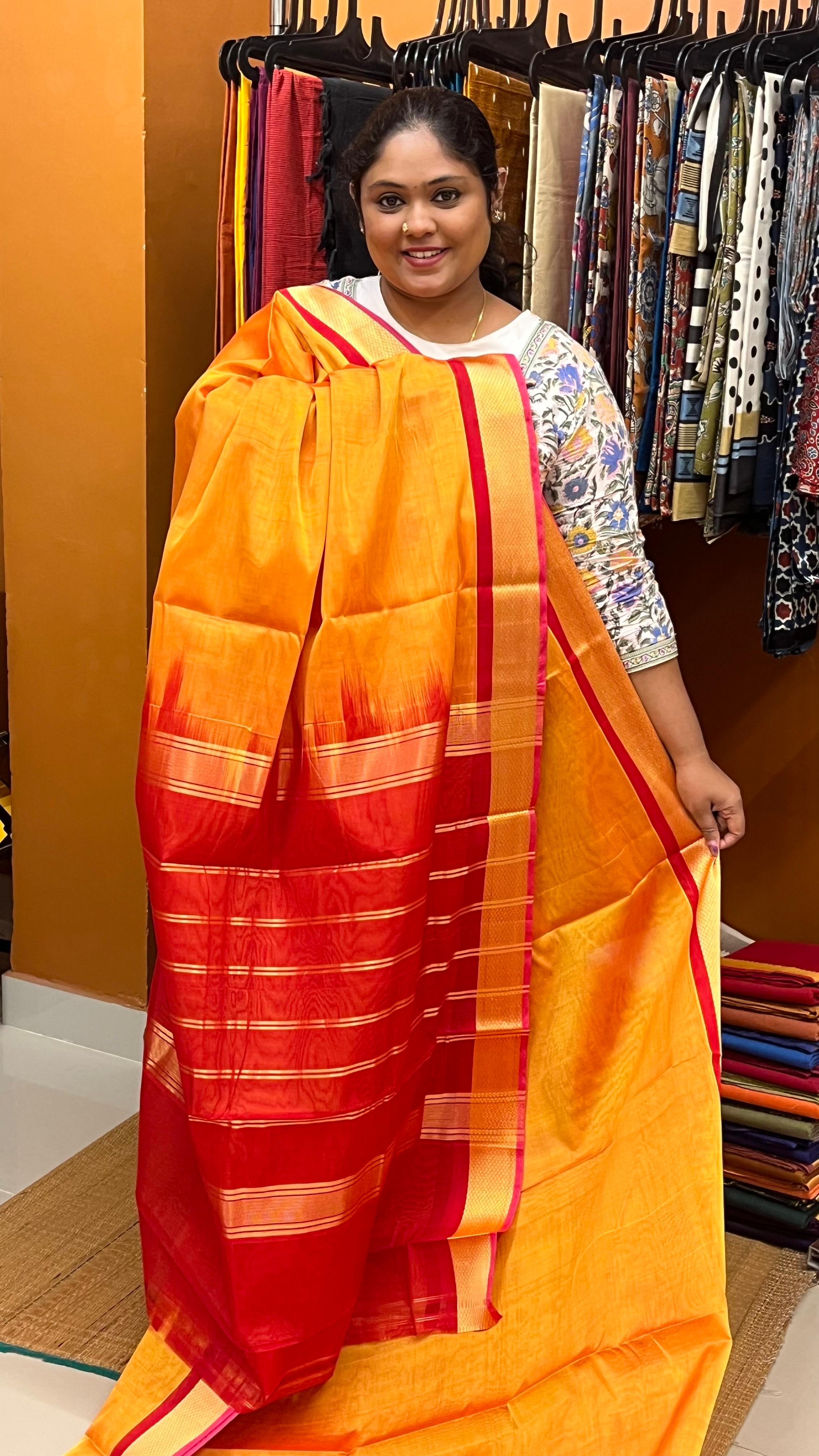 Sunset Orange Kuyil Kan Border Devendra Madisar  - 12-11-10-10.5Y-04