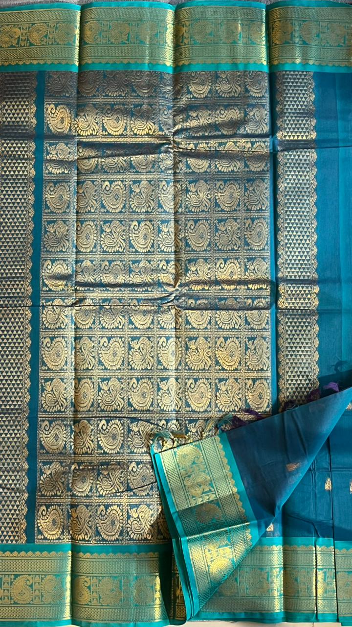 Kanchi Cotton Saree - 01-09B-05-28 (Oceanic Opulence Colour)