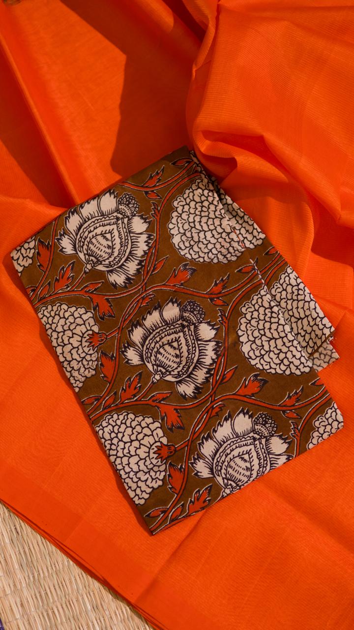 Mangalgiri Silk Cotton with kalamkari blouse - 15-11B-01-03