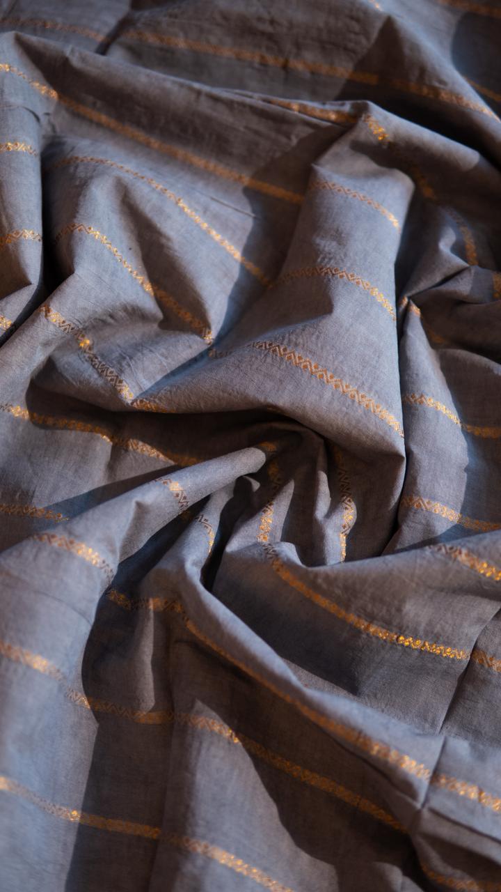 Madurai cotton veldhari saree - 11-12-01-6Y-03 (Elephant Grey with Navy Blue)