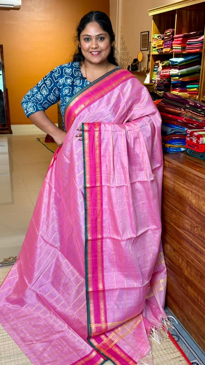 Devendra 7 Yards Paneer Roja Pink Veldhari saree - 11-09C-01-