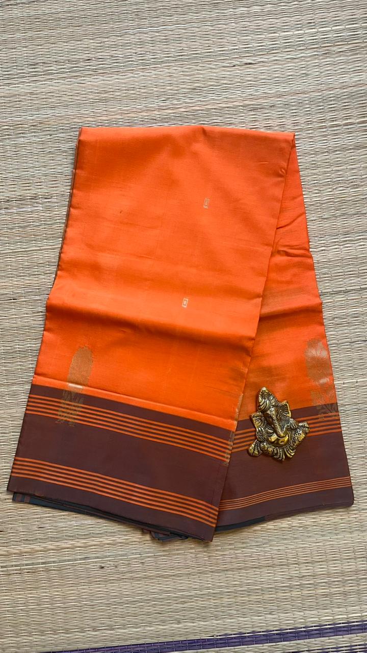 Chinnalampattu 6 Yards Saree - 03-0CHI-03 (Orange with Grey)