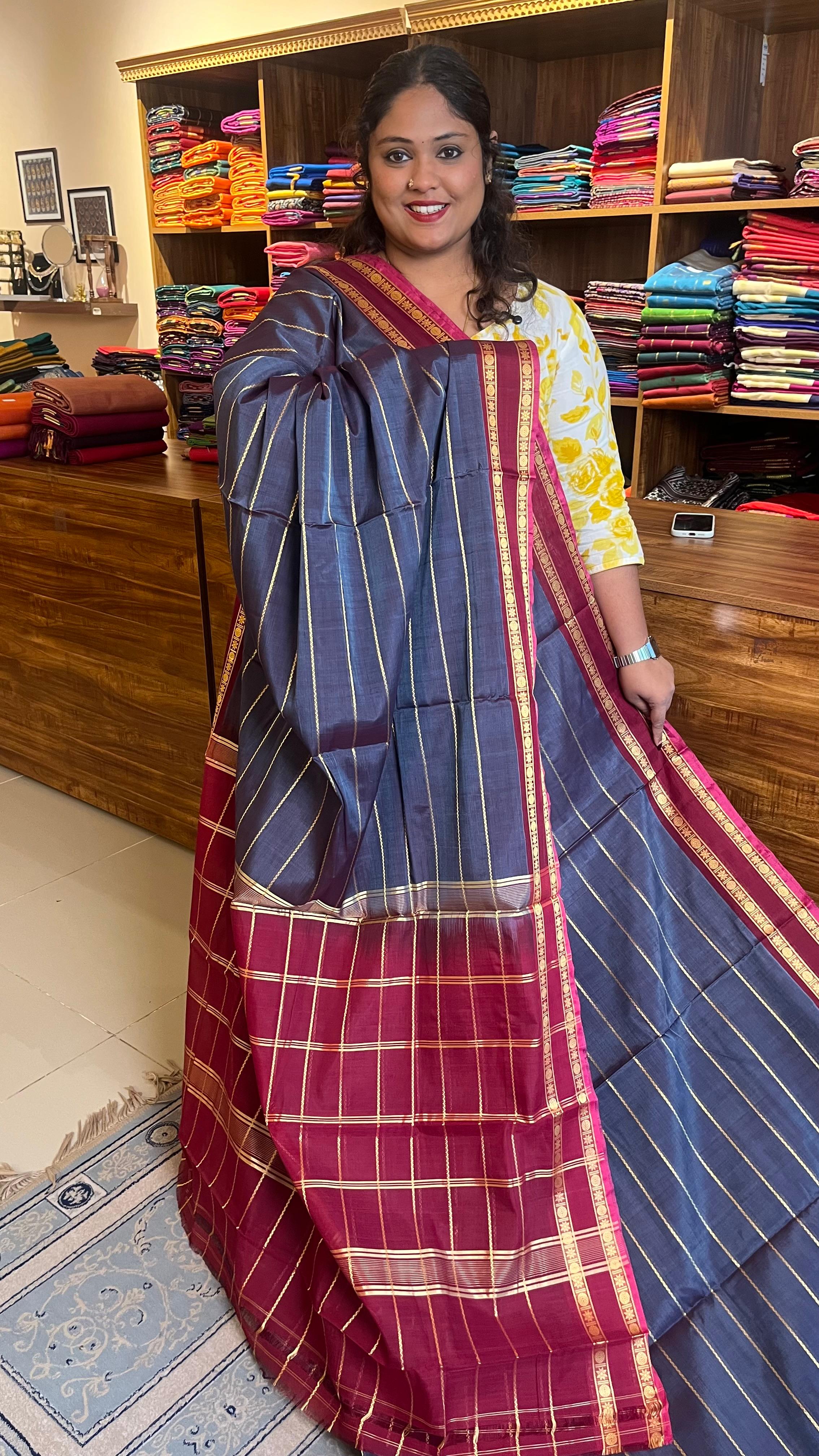 Devendra 10.5 Yards Madisar Veldhari Saree - 12-10C-06-10.5Y-01(Rainy Sky Blue)