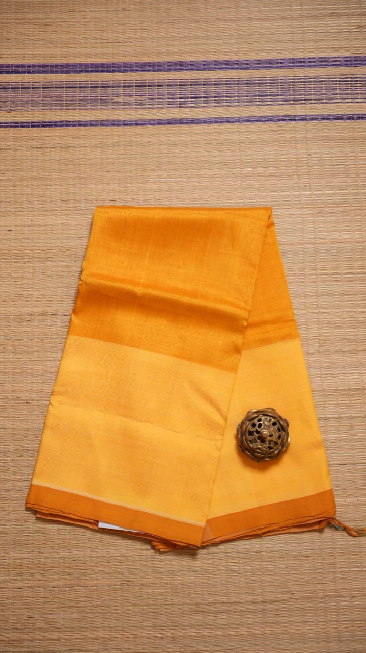 Mangalagiri Plain Silk Cotton Saree - 15-02-01-07 (GOLDEN PROSE)