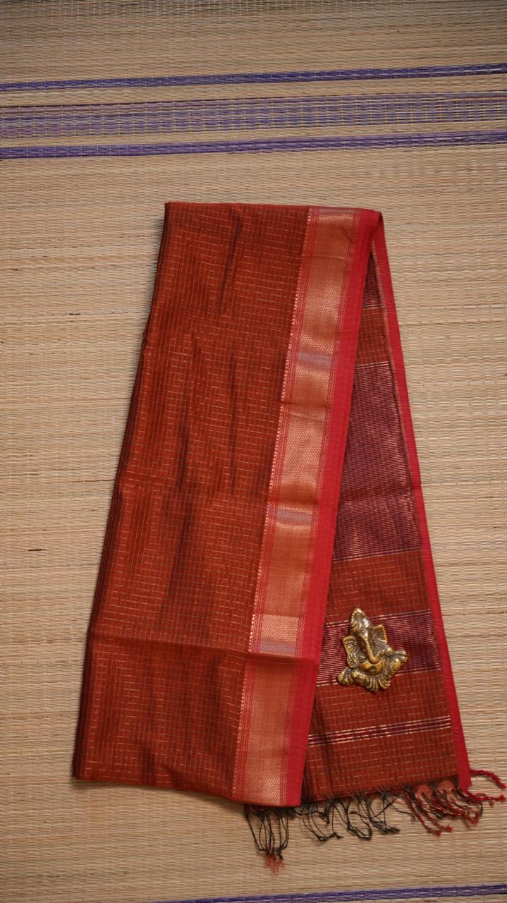 Maheshwari Silk Cotton Zari Kattam Sarees - 05-02B-03-08 (MONARCH)