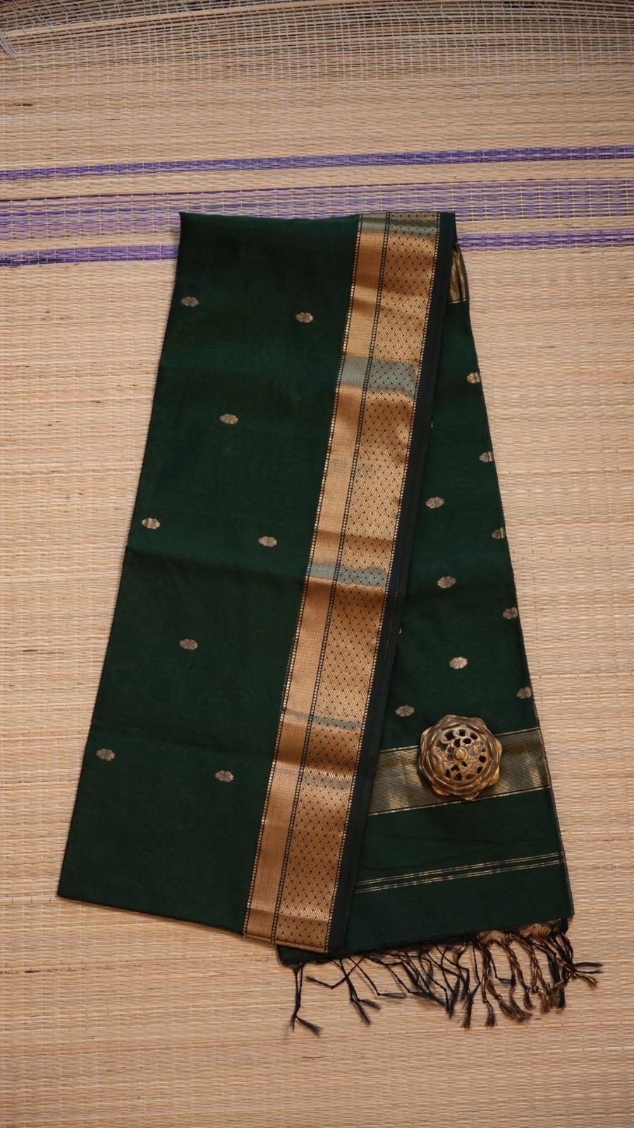 Maheshwari Silk Cotton Saree -05-02B-09-13 (RAINFOREST PALM)