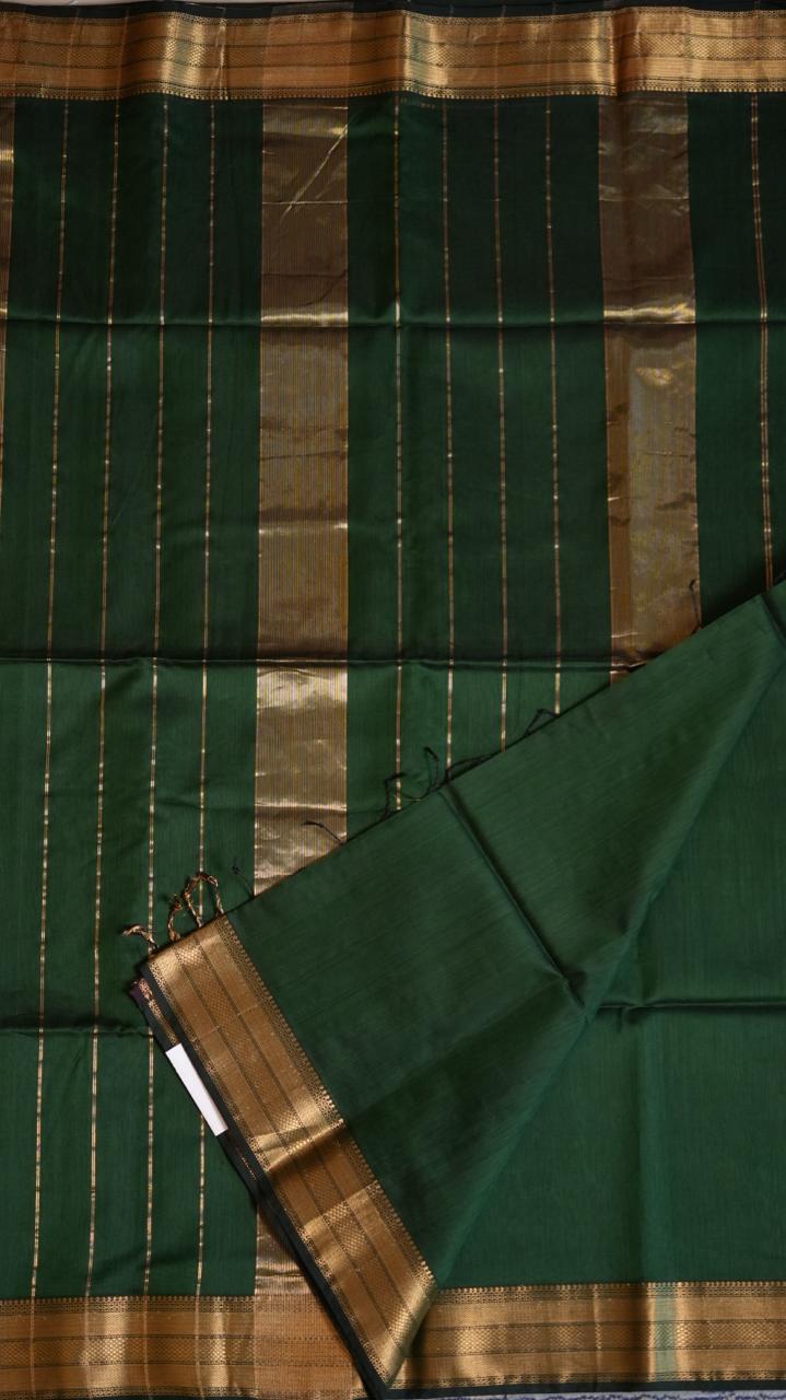 Maheshwari Silk Cotton Saree - 05-02B-15-01 (WOVEN EMERLAD)