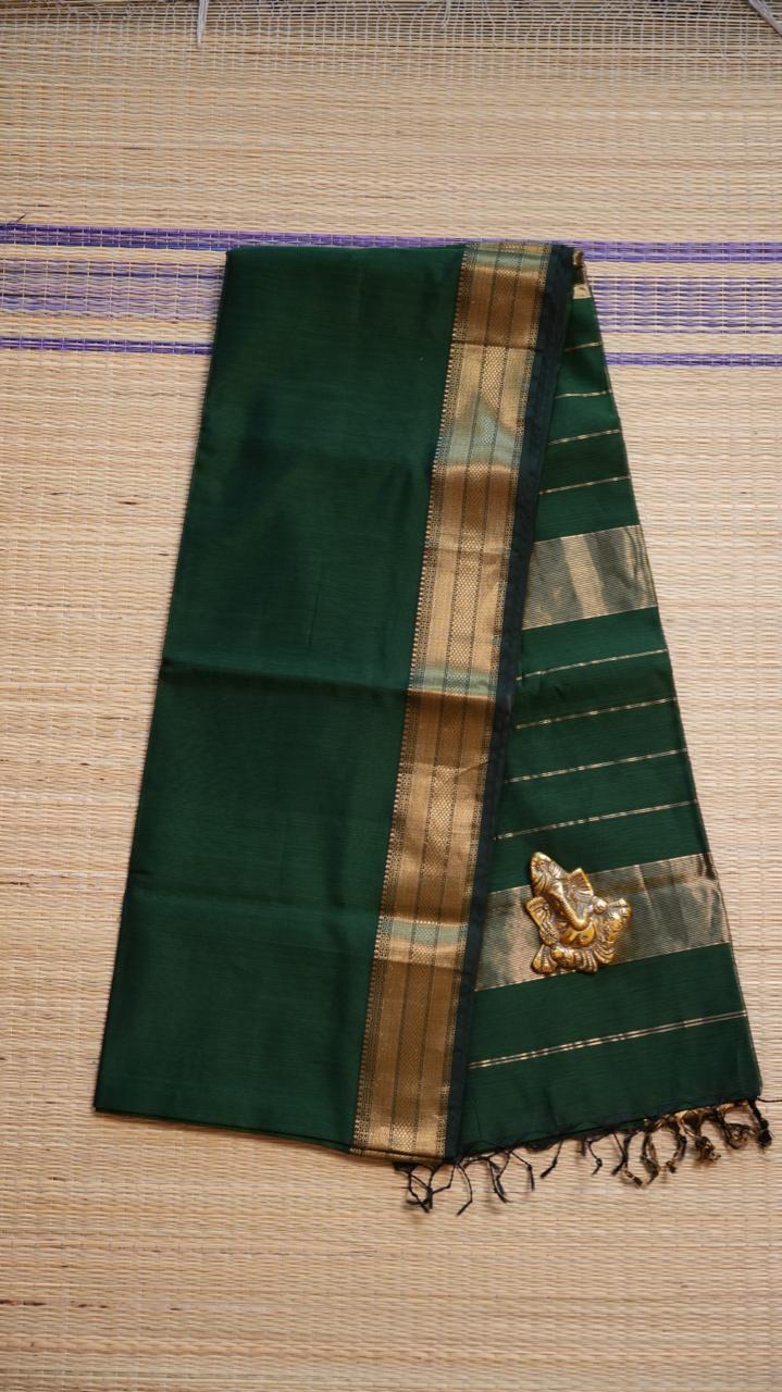 Maheshwari Silk Cotton Saree - 05-02B-15-01 (WOVEN EMERLAD)