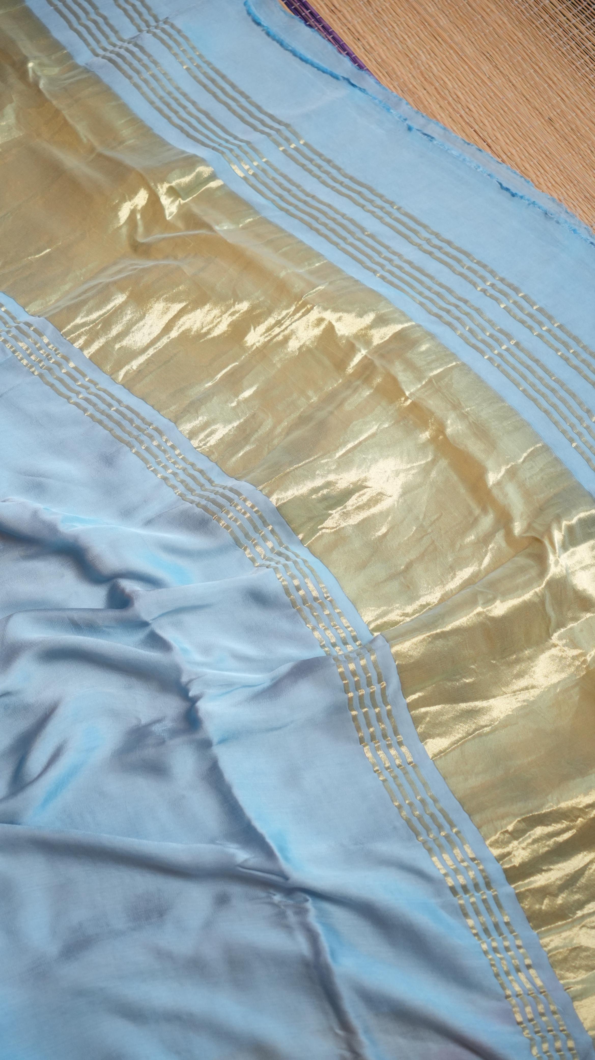 Plain Modal Silk Saree - 46-02B-01-03 (AZURE ESSENCE)
