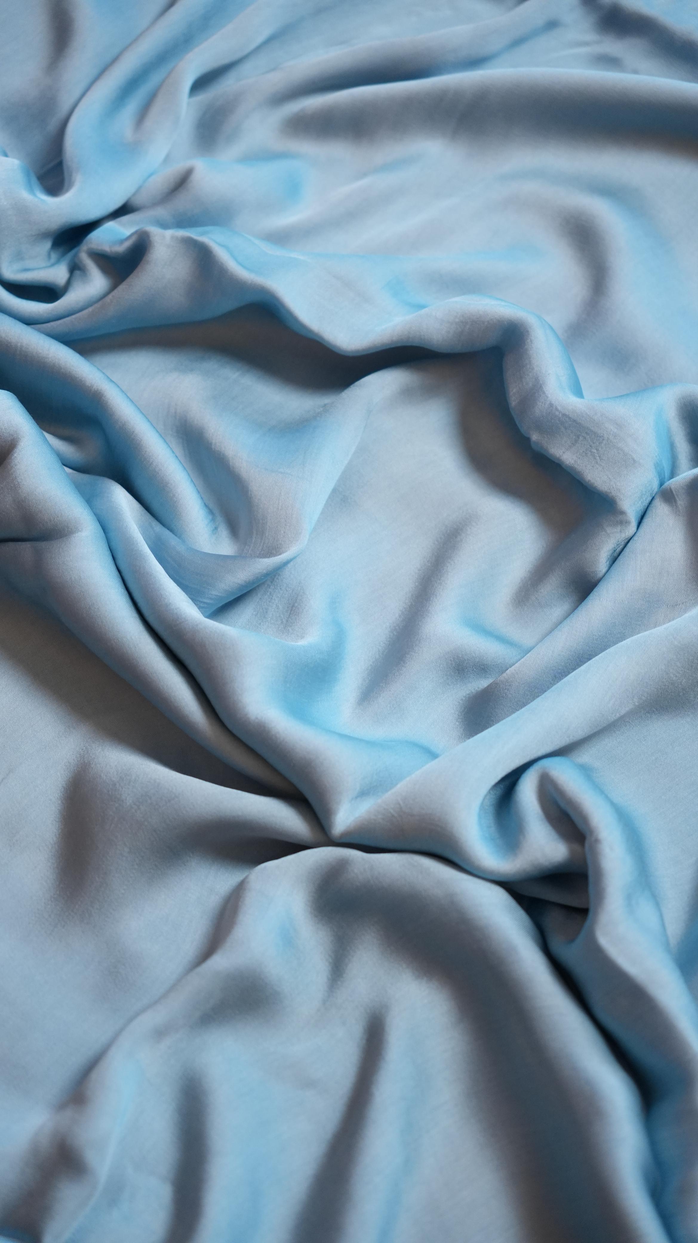 Plain Modal Silk Saree - 46-02B-01-03 (AZURE ESSENCE)