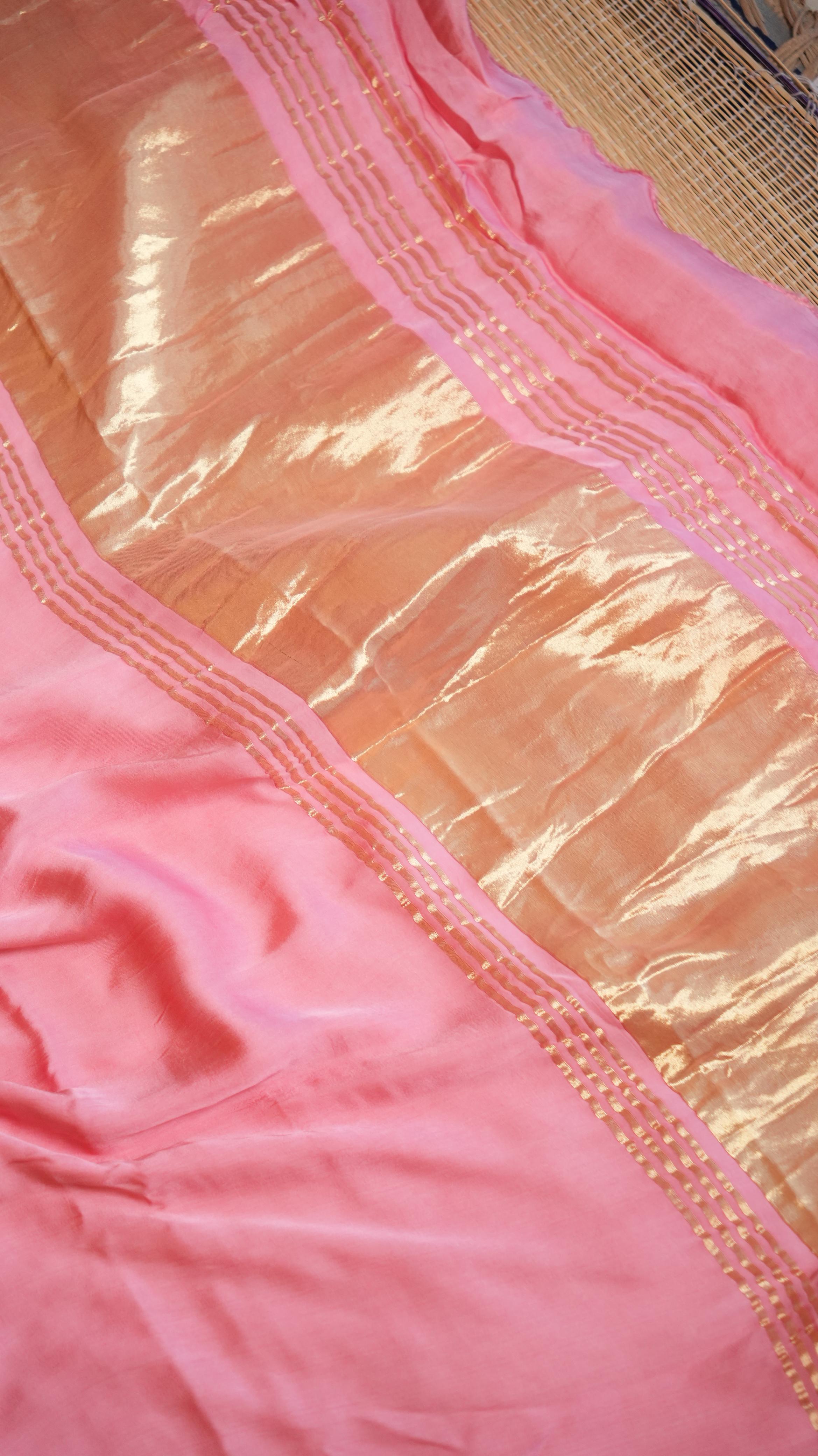 Plain Modal Silk Saree - 46-02B-01-06 (PETAL MUSE)