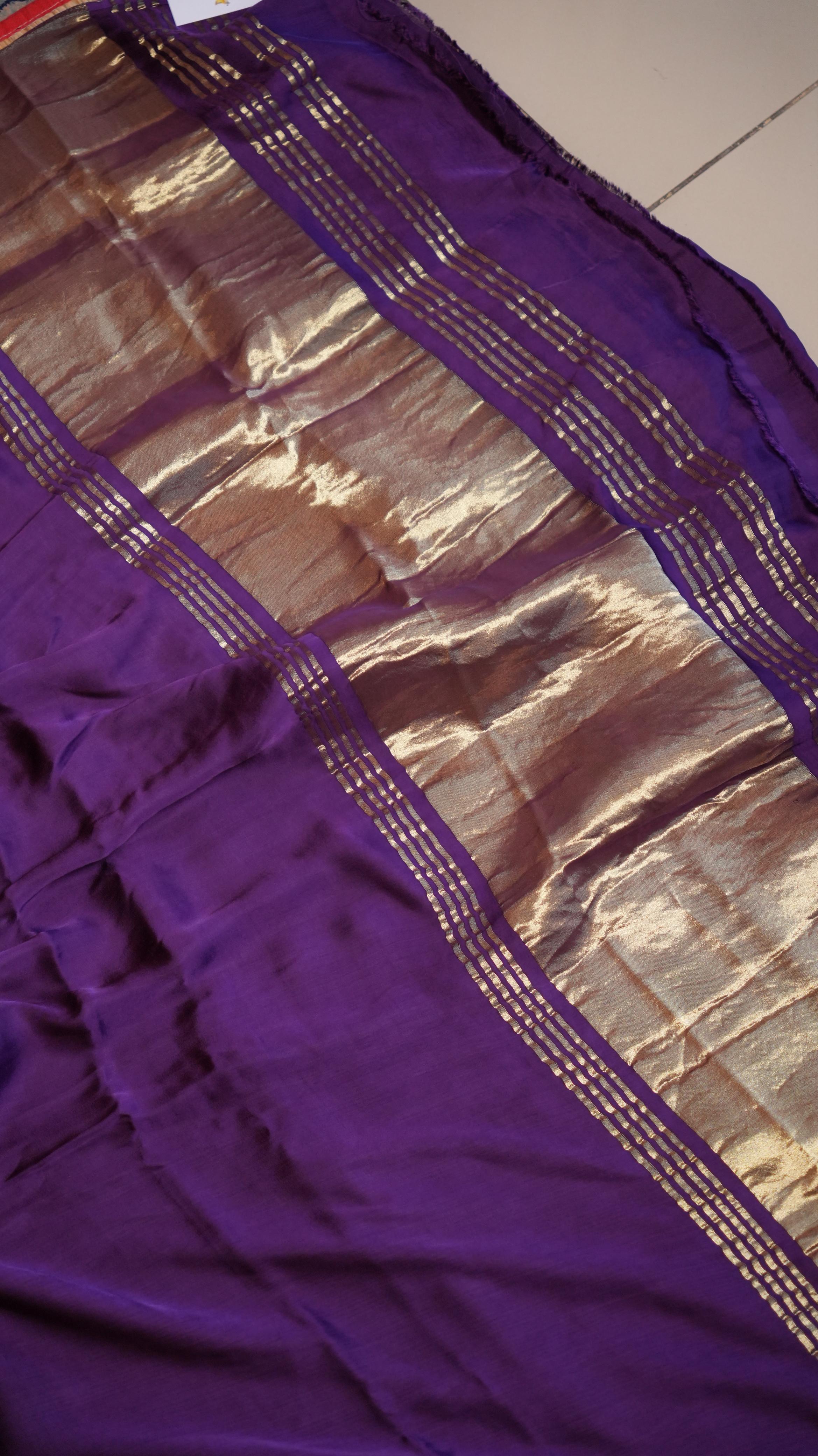 Plain Modal Silk Saree - 46-02B-01-07 (VIOLET ELAN)