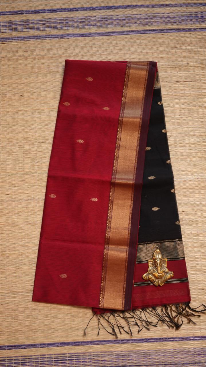 Maheshwari Silk Cotton Saree - 05-02B-16-02 (KASHMIRI CHILLI)