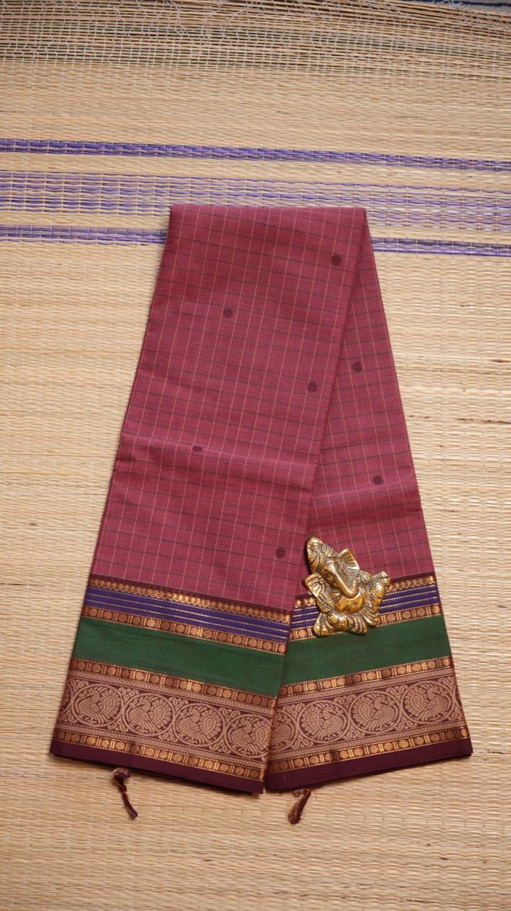 Kanchi Cotton Kattam Saree - 01-03-05-10 (GUAVA JUICE)