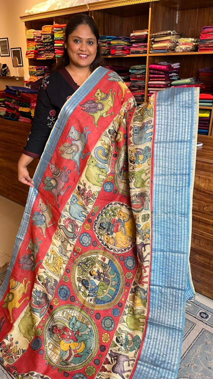 Pen Kalamkari Hand Painted Saree - 02-03B-01-02