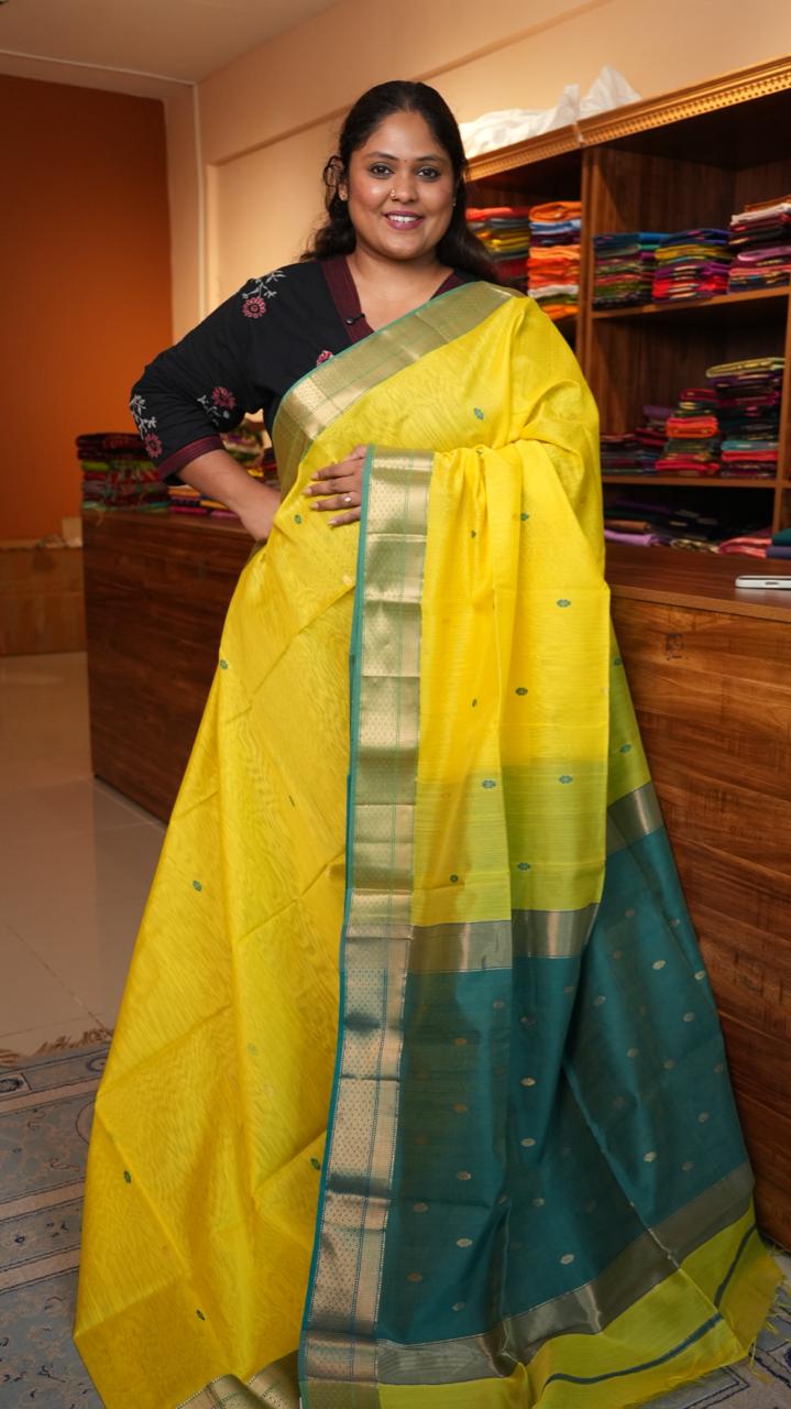 Maheshwari Silk Cotton Saree - 05-02B-09-08 (ASAFOETIDA)